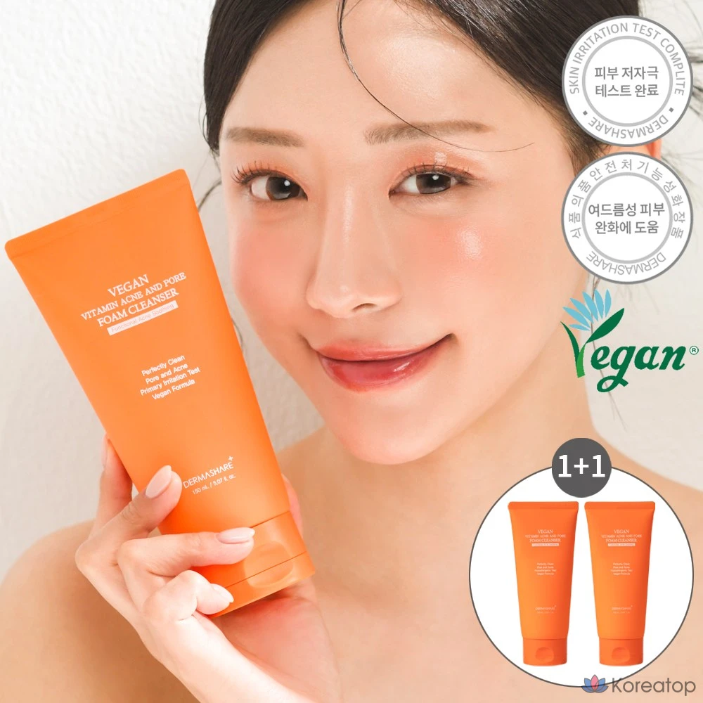 Очищающая пенка для лица Dermashare Vegan Vitamin Acne & Pore Deep Foam Cleanser, 1 шт., 150 мл
