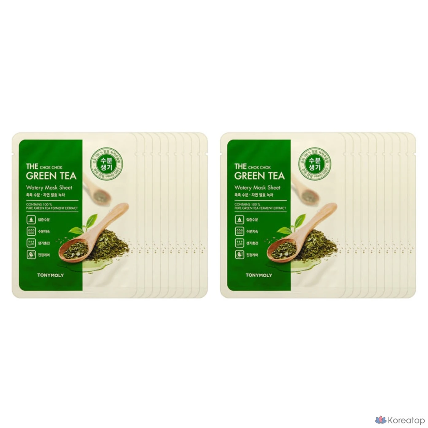 Увлажняющая тканевая маска для лица Tony Moly The Chok Chok с зеленым чаем, 2 упаковки.