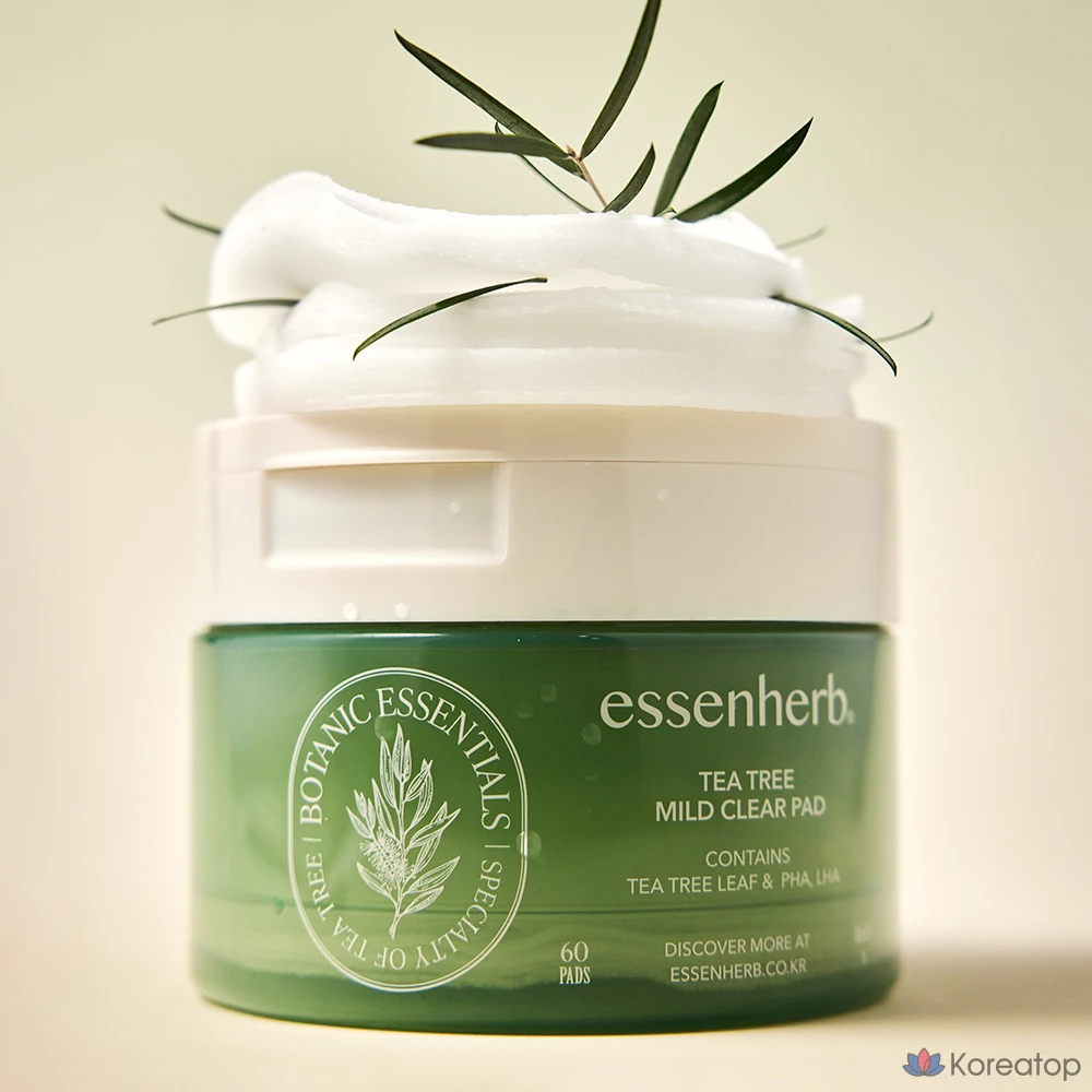 Прозрачные ватные диски EssenHerb с маслом чайного дерева, 160 г, 1 упаковка, 60 листов.