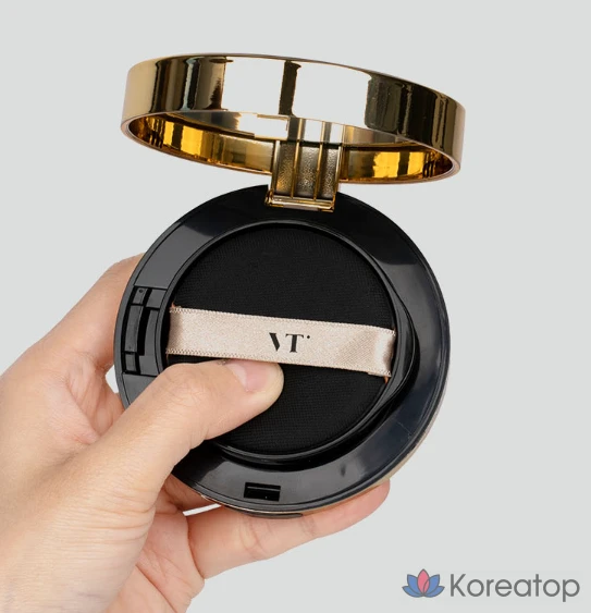 Тональный кушон VT Cosmetics Essence Skin Gold Glow Foundation Pact, оттенок 21 Beige, 12 г, 1 шт.