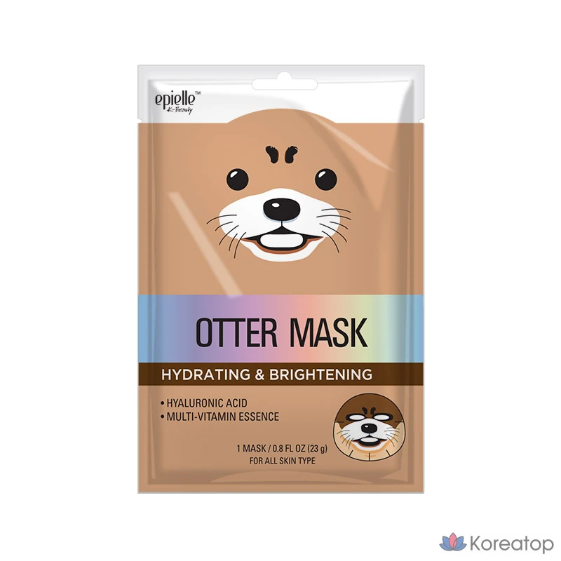 Набор из 12 тканевых масок Epielle Moisture & Tone-Up Otter Animal Character Mask Pack, 12 штук., фото 2
