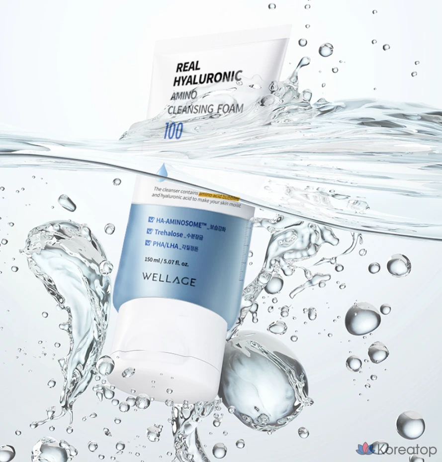 Очищающая пенка Wellage Real Hyaluronic Amino, 150 мл, 1 шт.