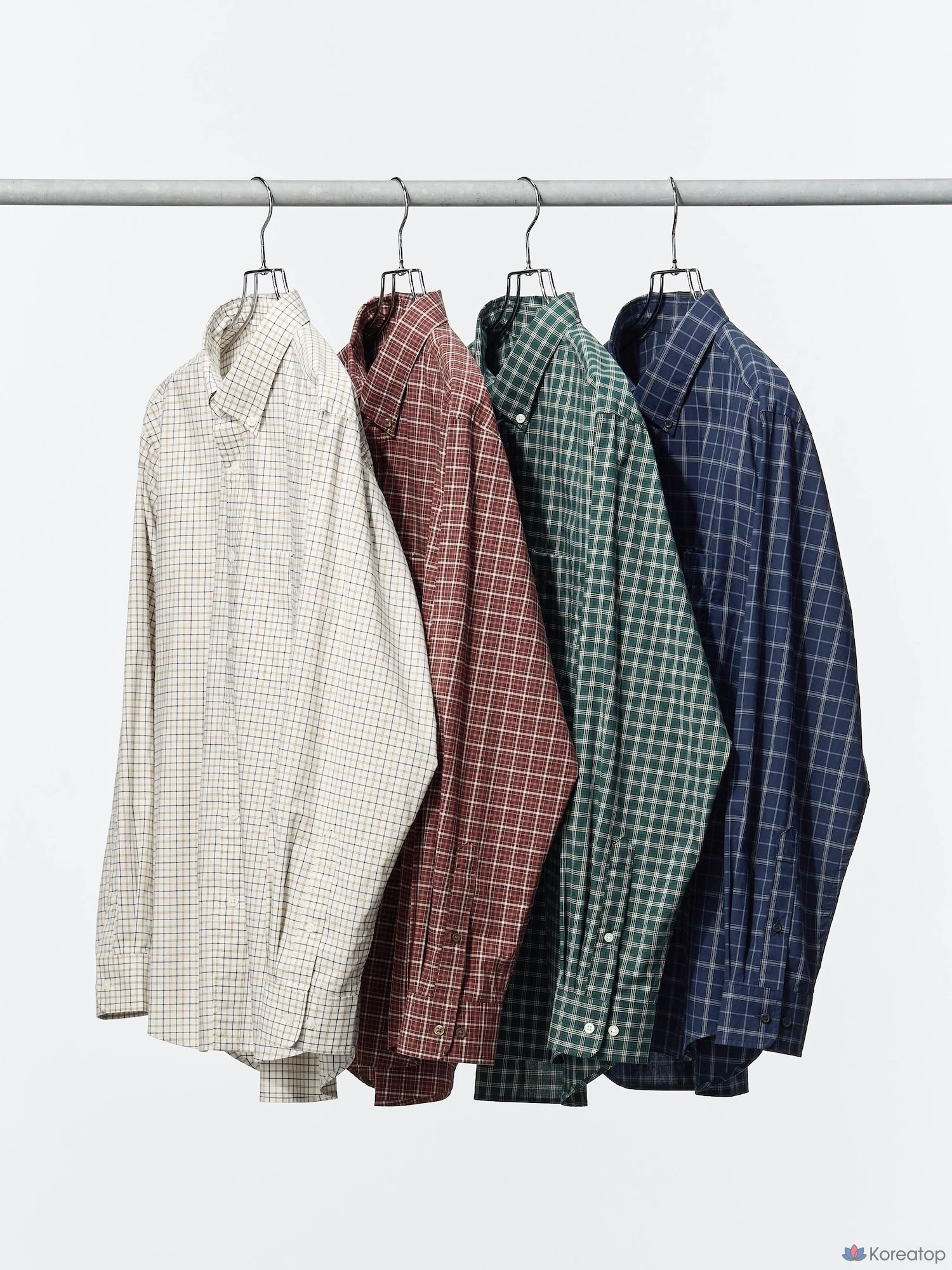Рубашка Uniqlo Broadcloth Shirt Button-Down Collar, в клетку C