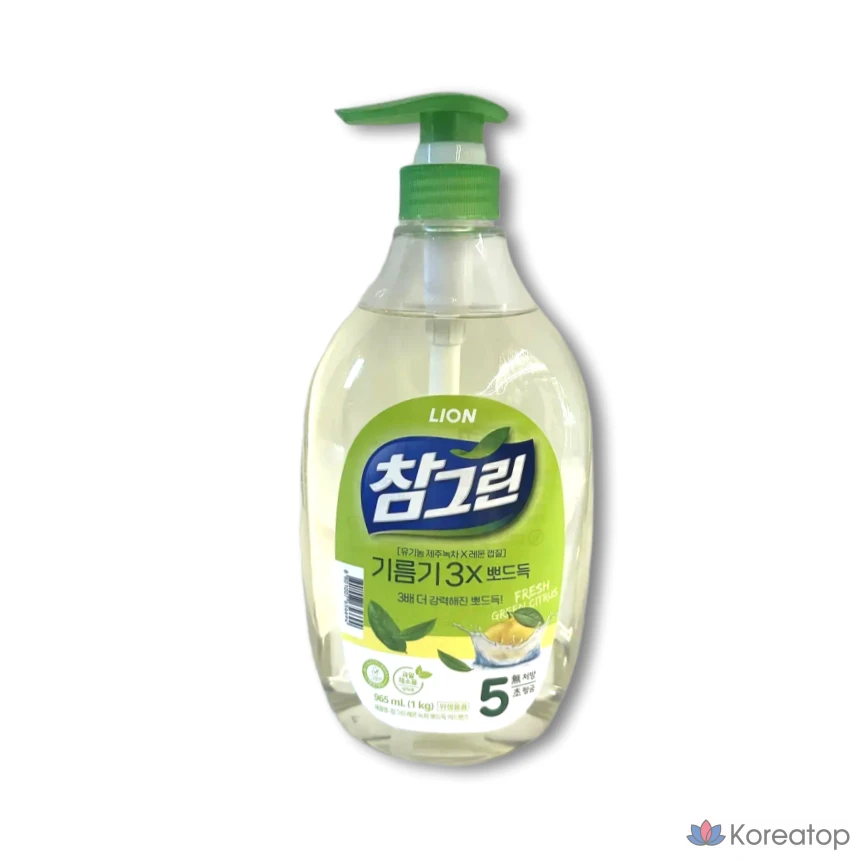 Стиральный порошок Lion Chamgreen для кухни, аромат лимона и зеленого чая, упаковка 1 кг, 1 шт.