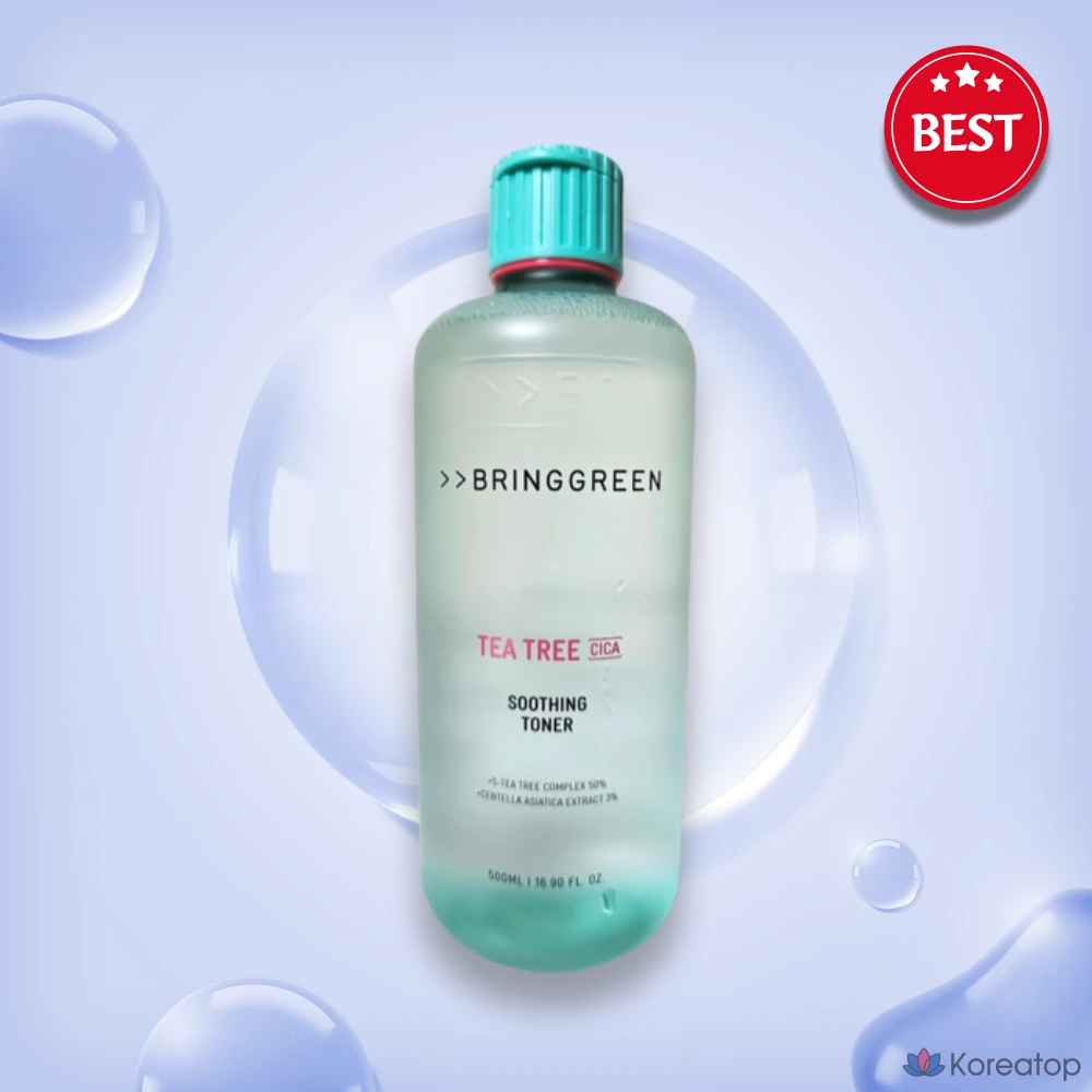 Успокаивающий, увлажняющий, охлаждающий тоник с маслом чайного дерева и циануровой кислотой BRINGGREEN 500, 500 мл, 1 шт.