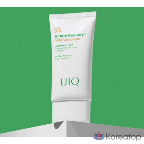 UIQ Солнцезащитный крем для лица на физических фильтрах spf 50 Biome Remedy mild sun cream, 50 мл