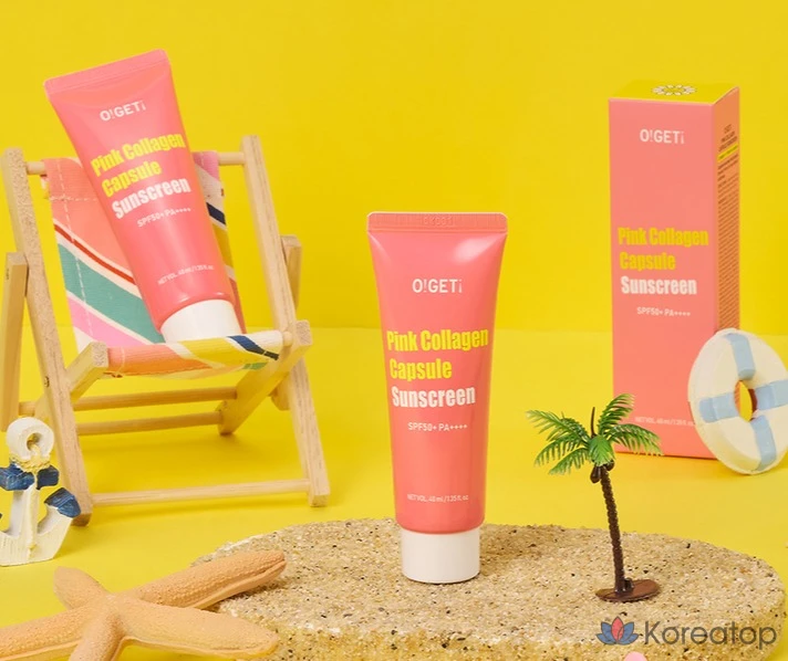 Солнцезащитный крем O!GETi Pink Collagen Capsule SPF50+ PA++++, 40 мл, 1 шт.