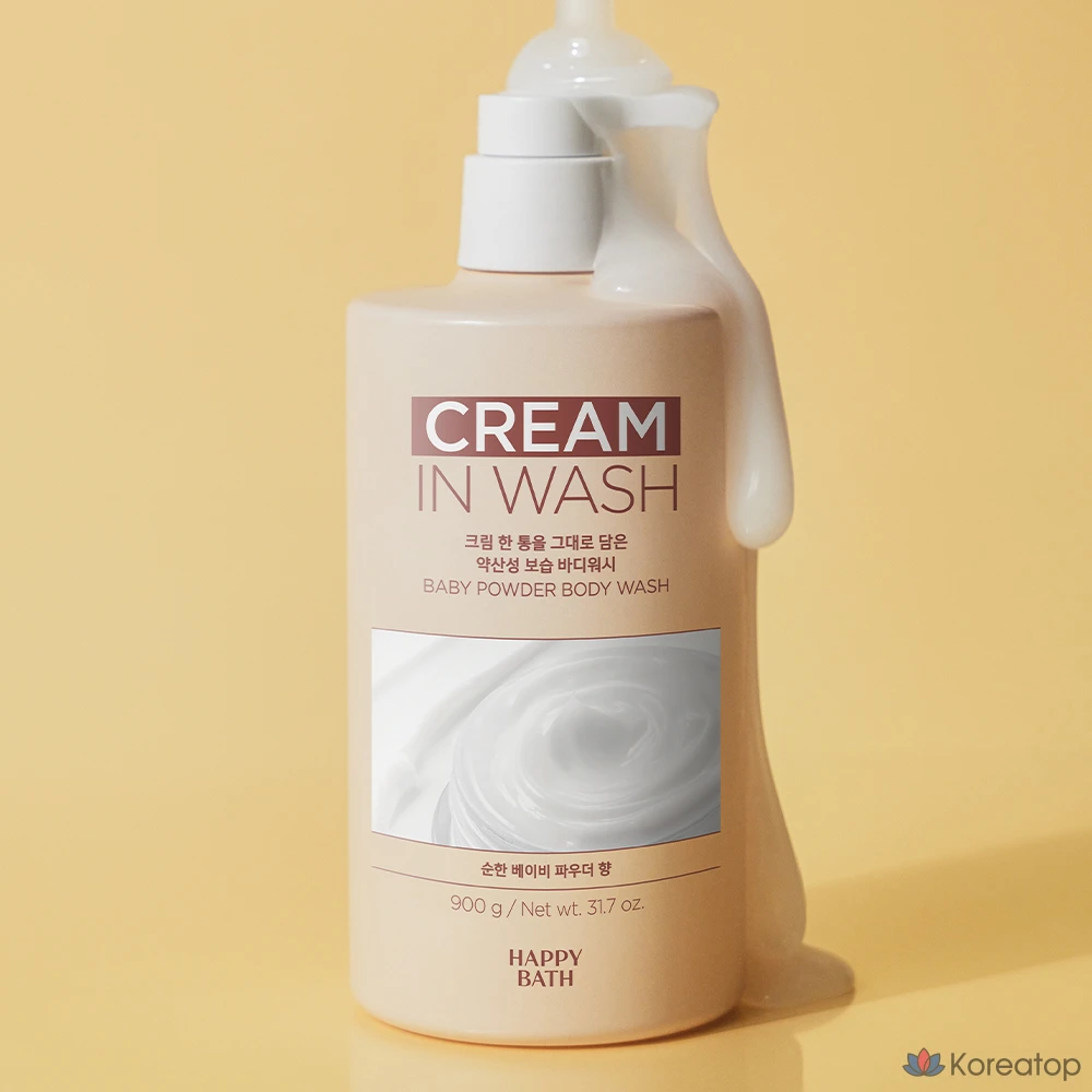 Увлажняющий гель для душа Happy Bath Cream с мягкой кислотностью и ароматом детской присыпки, 900 г, 1 шт.