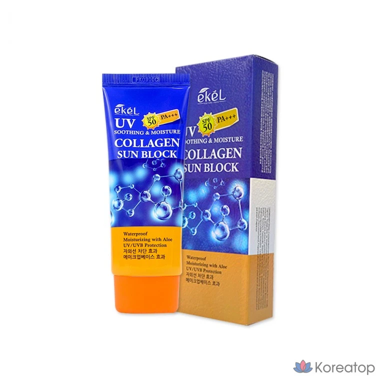 Успокаивающий и увлажняющий солнцезащитный крем Ekel с коллагеном, 70 мл, SPF50+ PA+++, 1 шт.