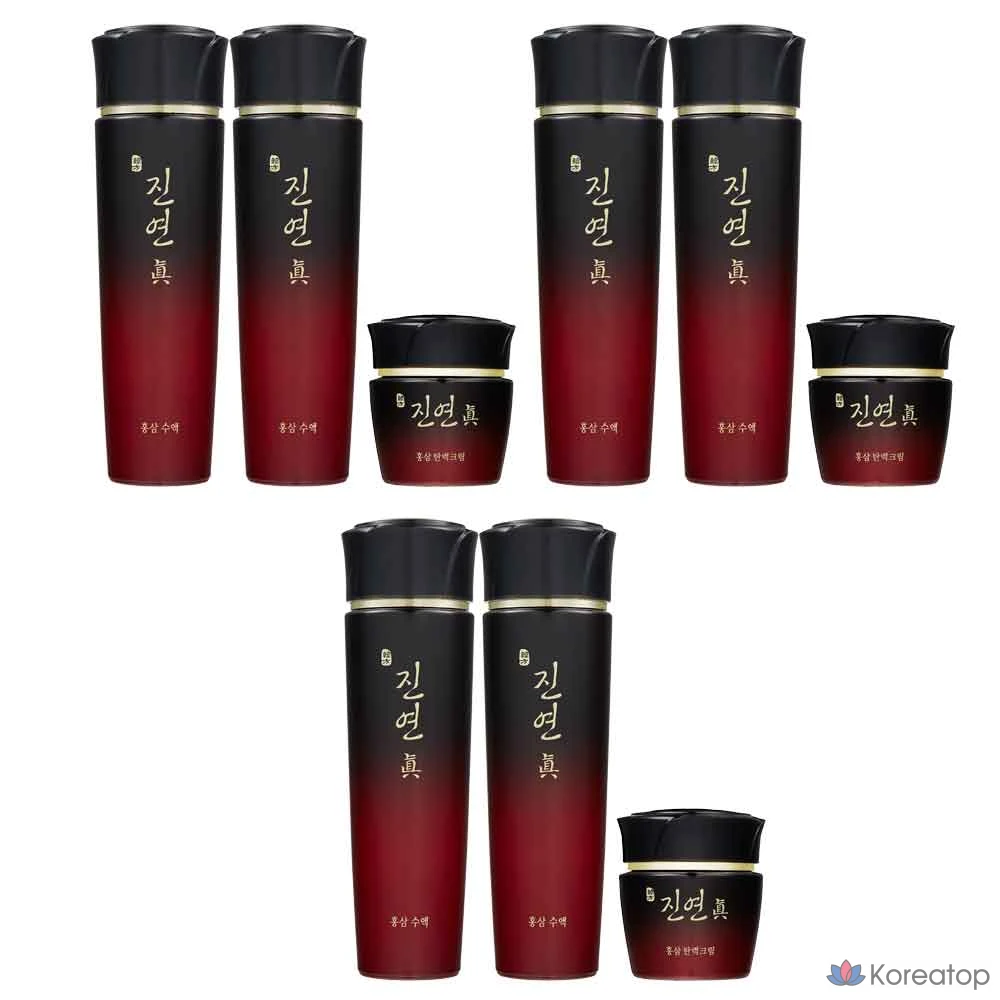 Эмульсия из красного женьшеня Coreana Jinyeonjin + сок + крем для повышения эластичности, 3 набора