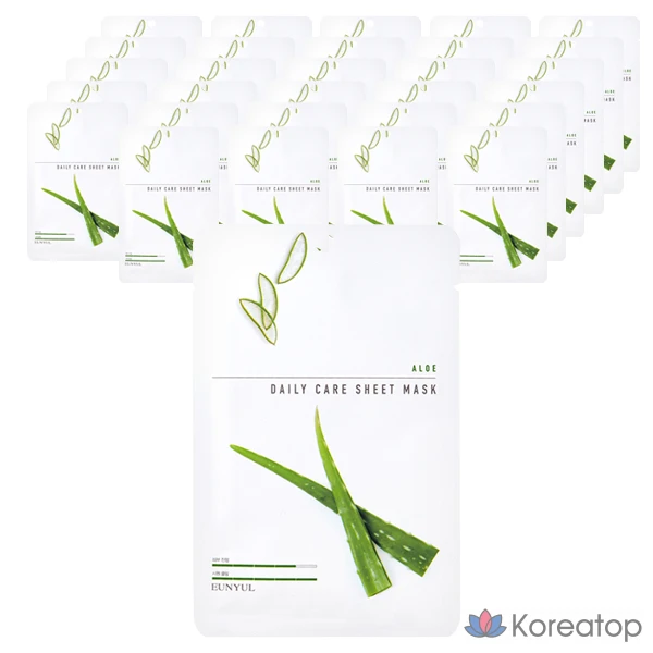 Тканевая маска для ежедневного ухода с алоэ вера Silver Eunyul, 1 упаковка, 30 листов.