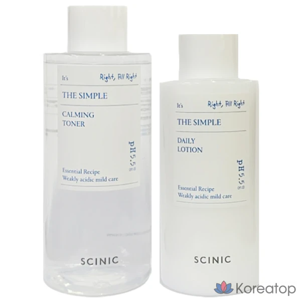 Набор Scinic The Simple: тоник 300 мл + лосьон 260 мл, 2 предмета, 1 шт.