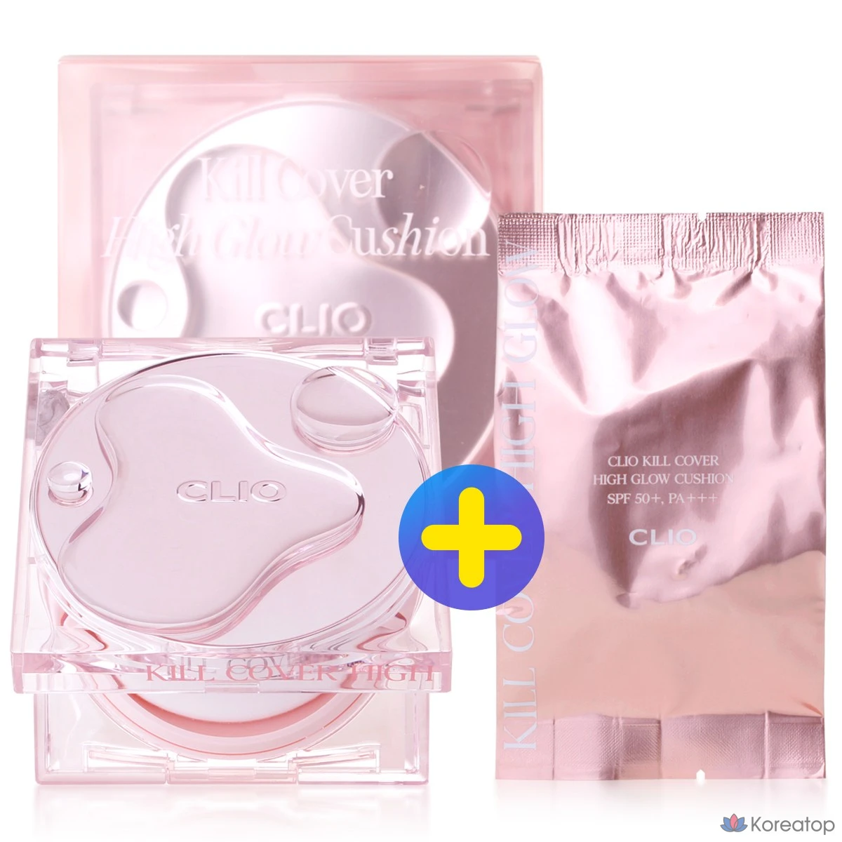 Набор тональных кремов Clio Kill Cover High Glow Cushion Special Set (основной продукт 14 г + сменный блок 14 г), 1 шт., High Glow 3 Linen