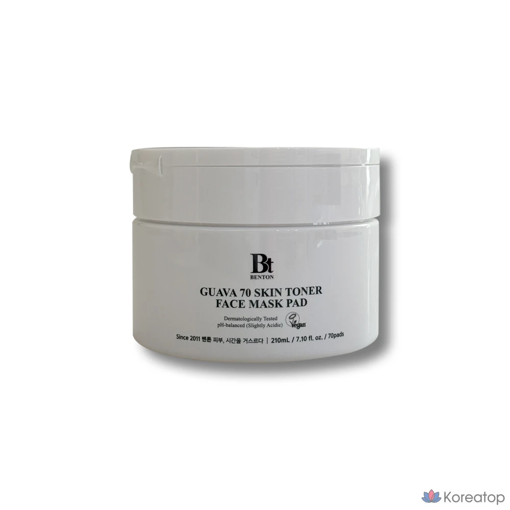 Тонизирующие подушечки для лица Benton Guava, 70 шт., 70 листов. Подушечки для лица Hwajalmeok Panthenol King, 70 листов, 1 упаковка.