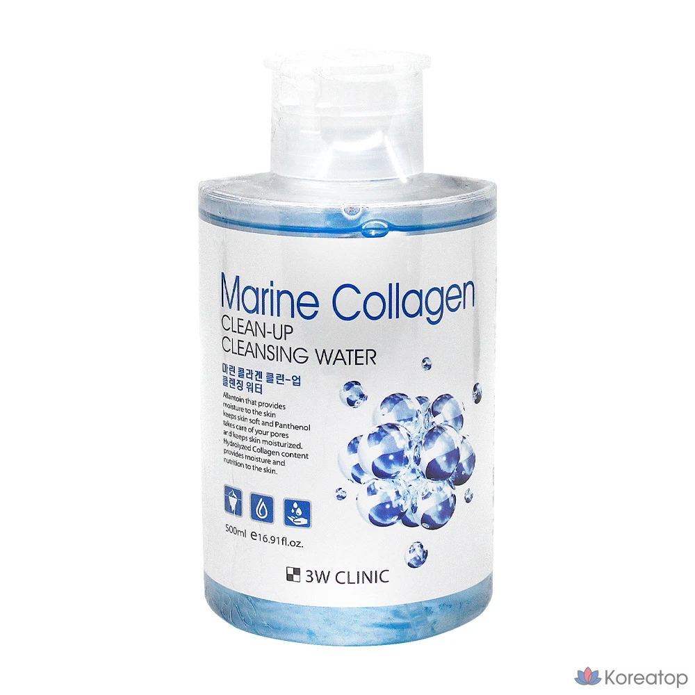 Очищающая вода 3W Clinic Marine Collagen Clean-Up, 500 мл, 1 шт.