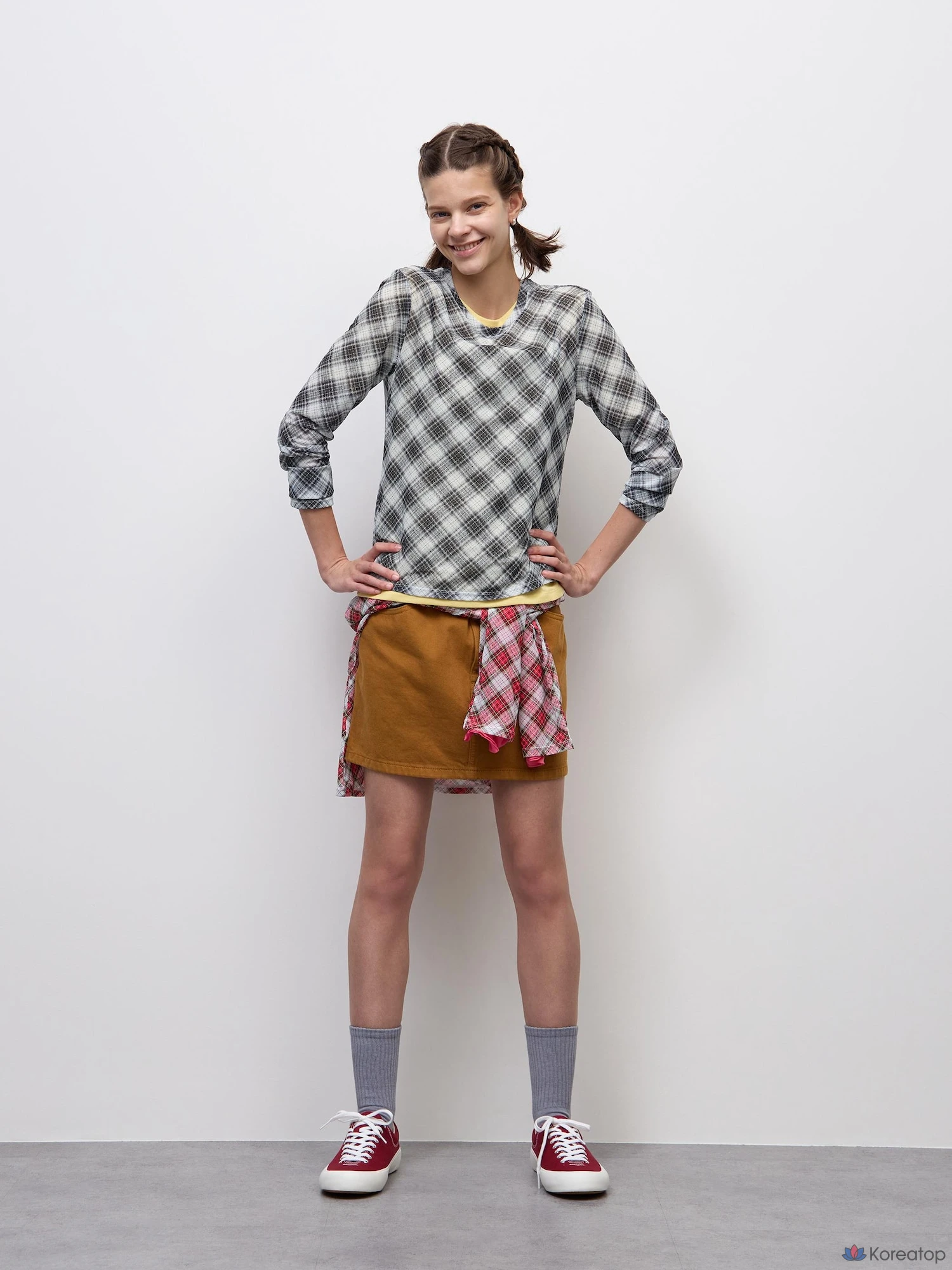 Футболка с длинным рукавом Uniqlo Sheer Check Long Sleeve T-Shirt
