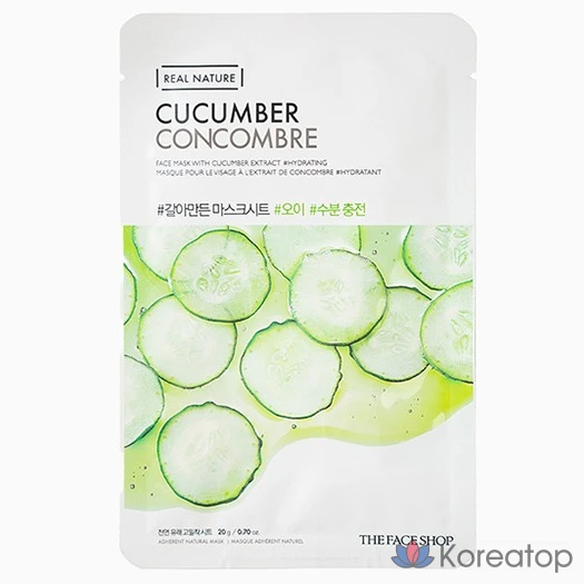 Тканевая маска для лица The Face Shop Real Nature Mask Sheet Cucumber, 20 шт., фото 3