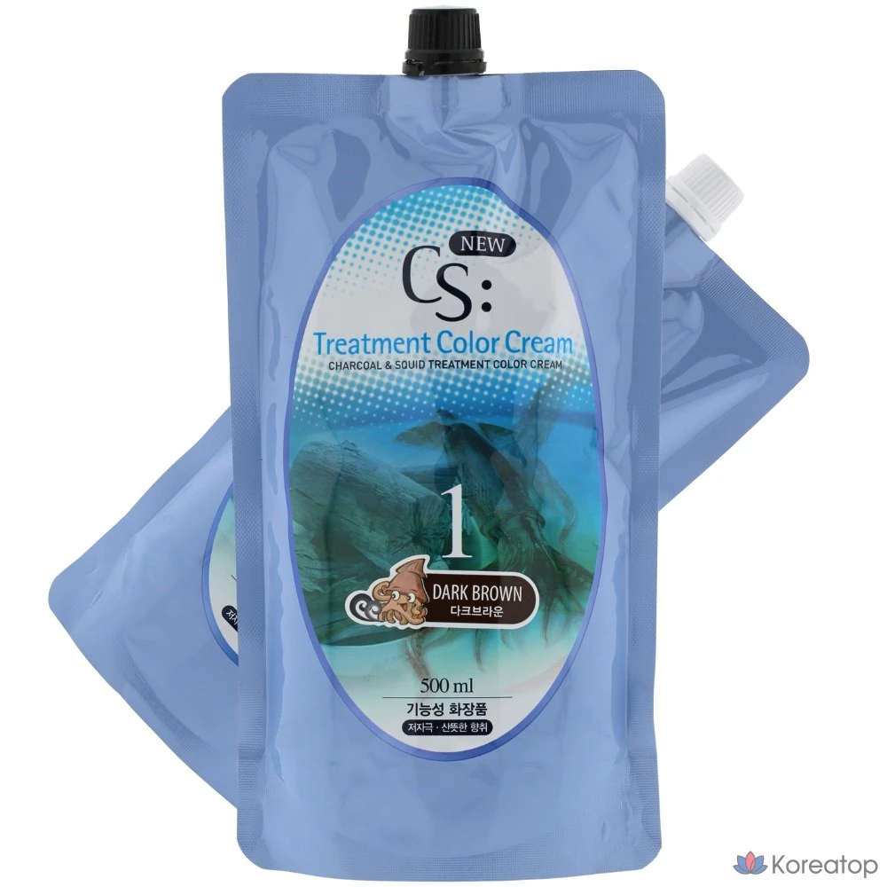 Крем-краска для волос Somang CS Treatment Squid Ink Color Cream, 500 мл, темно-коричневый, 1 шт.