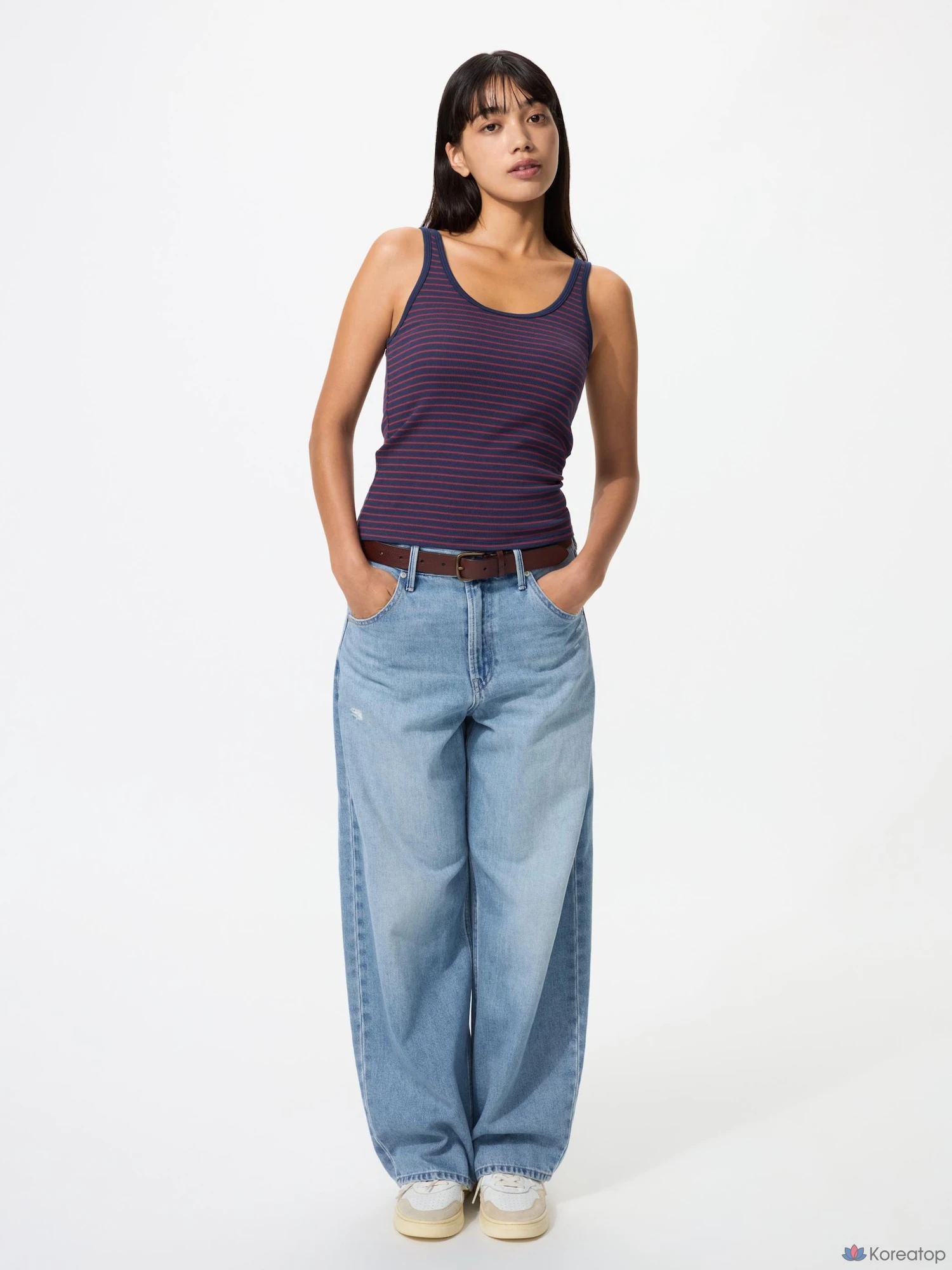 Топ Uniqlo Rib Tank Top, в полоску