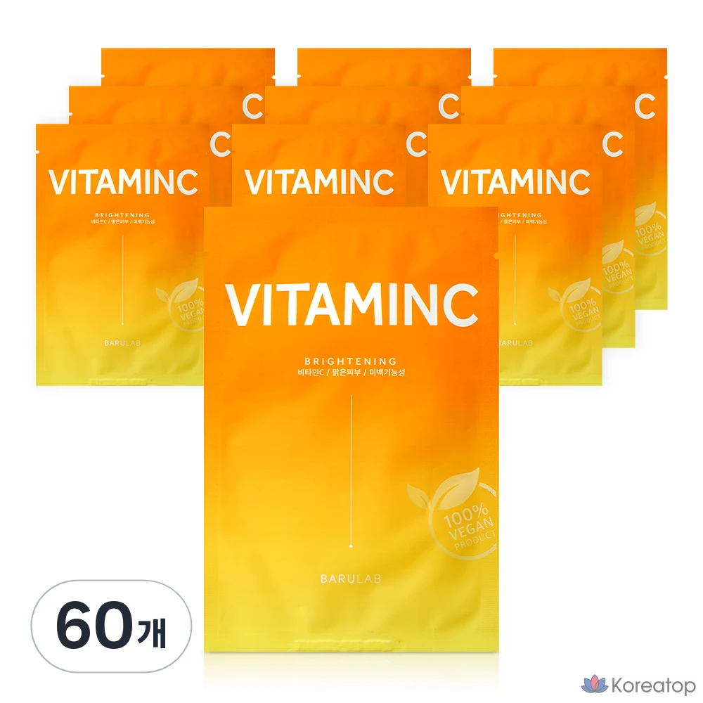 Маска для лица Baru Lab The Clean Vegan Mask Pack Skin Tone-Up с витамином С, 1 упаковка, 60 листов.