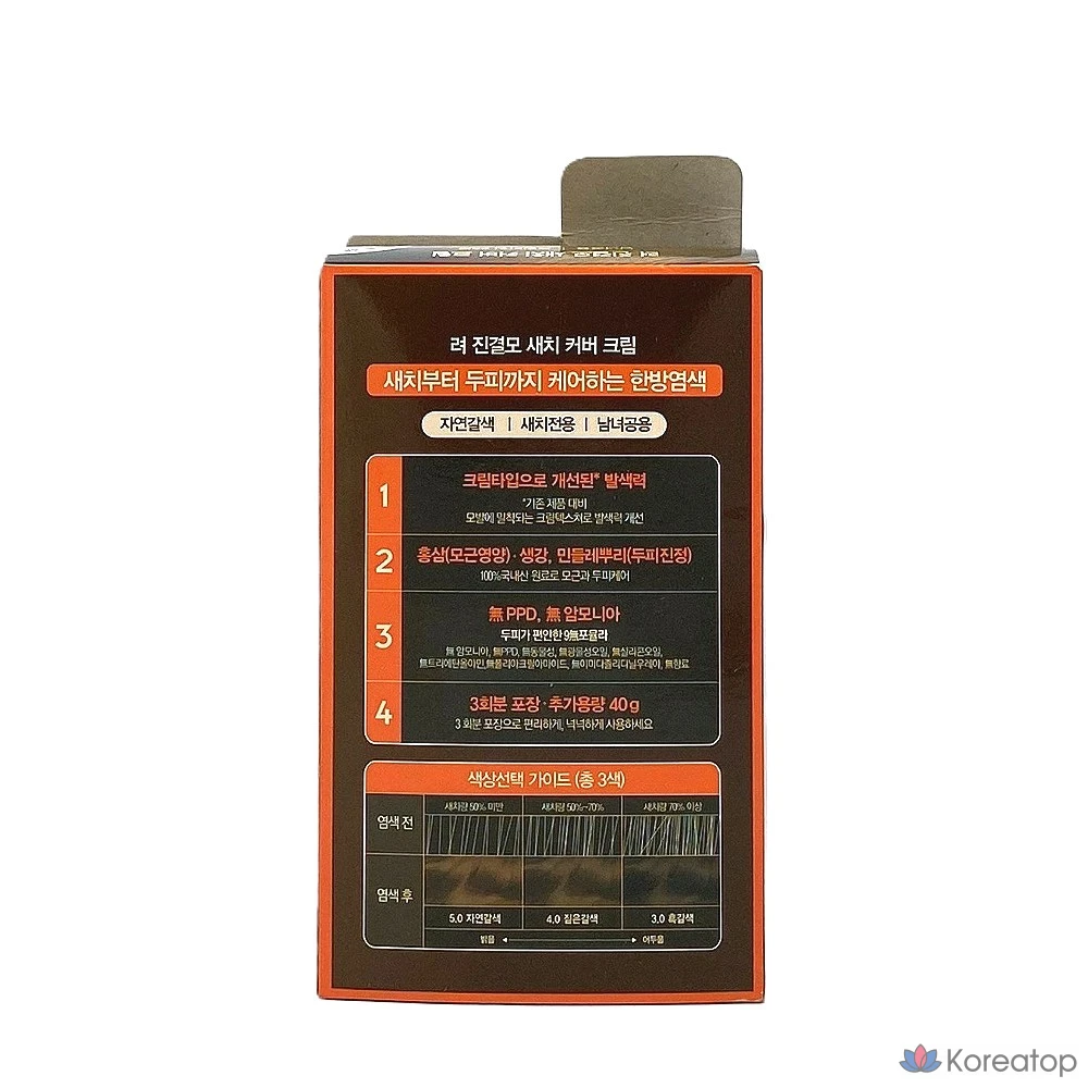 Крем для закрашивания седых волос Ryeo Jingyeolmo, 120 г, 1 упаковка, натуральный коричневый 5.0