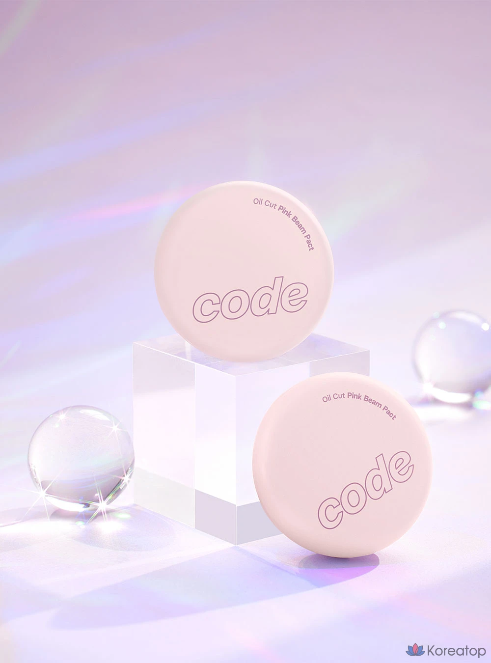 Пудра Code glokolor Oil Cut Beam Pact Powder, 8 г, розовая, 1 шт., фото 2