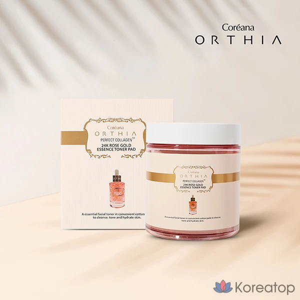 Тонизирующие подушечки Coreana Orcia 24K Rose Gold Essence, 100 листов, 1 упаковка.