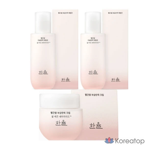 Увлажняющая эссенция для повышения эластичности кожи HANYUL с красным рисом 150 мл, эмульсия 125 мл, увлажняющий крем для повышения эластичности кожи 55 мл, 3 вида, 1 шт.