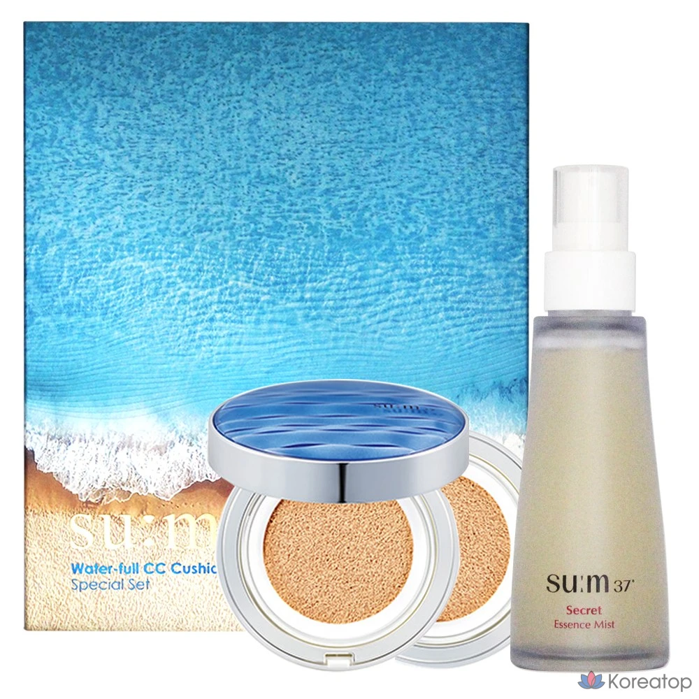 Sum37 Waterful CC Cushion Perfect Finish / Продукт + Сменный блок + Эссенция-спрей 60 мл, 1 шт., № 1