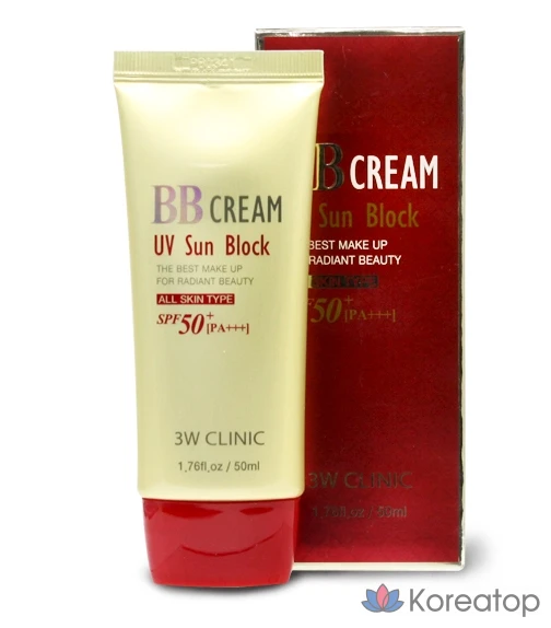BB-крем 3W Clinic UV Sunblock SPF50+ PA+++, 50 мл, 1 шт.