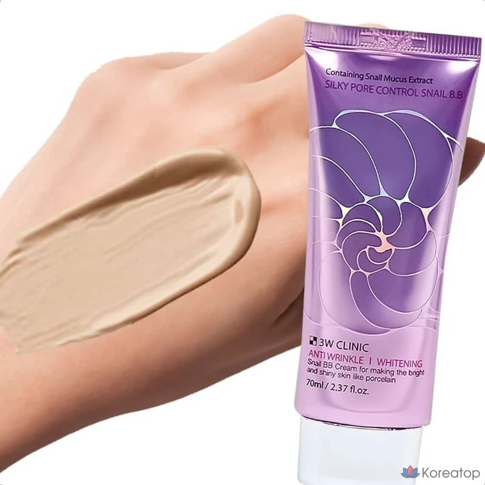 BB-крем 3W Clinic Silky Pore Snail BB Cream Whitening, 70 мл, 1 шт.