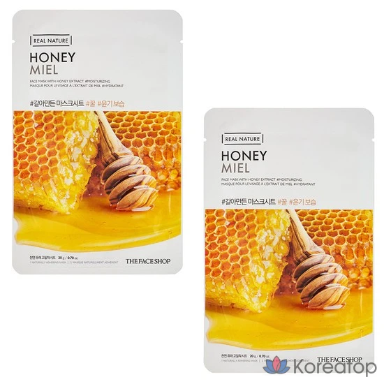 Тканевая маска для лица The Face Shop Real Nature Honey Mask Sheet, 20 г, 2 шт.