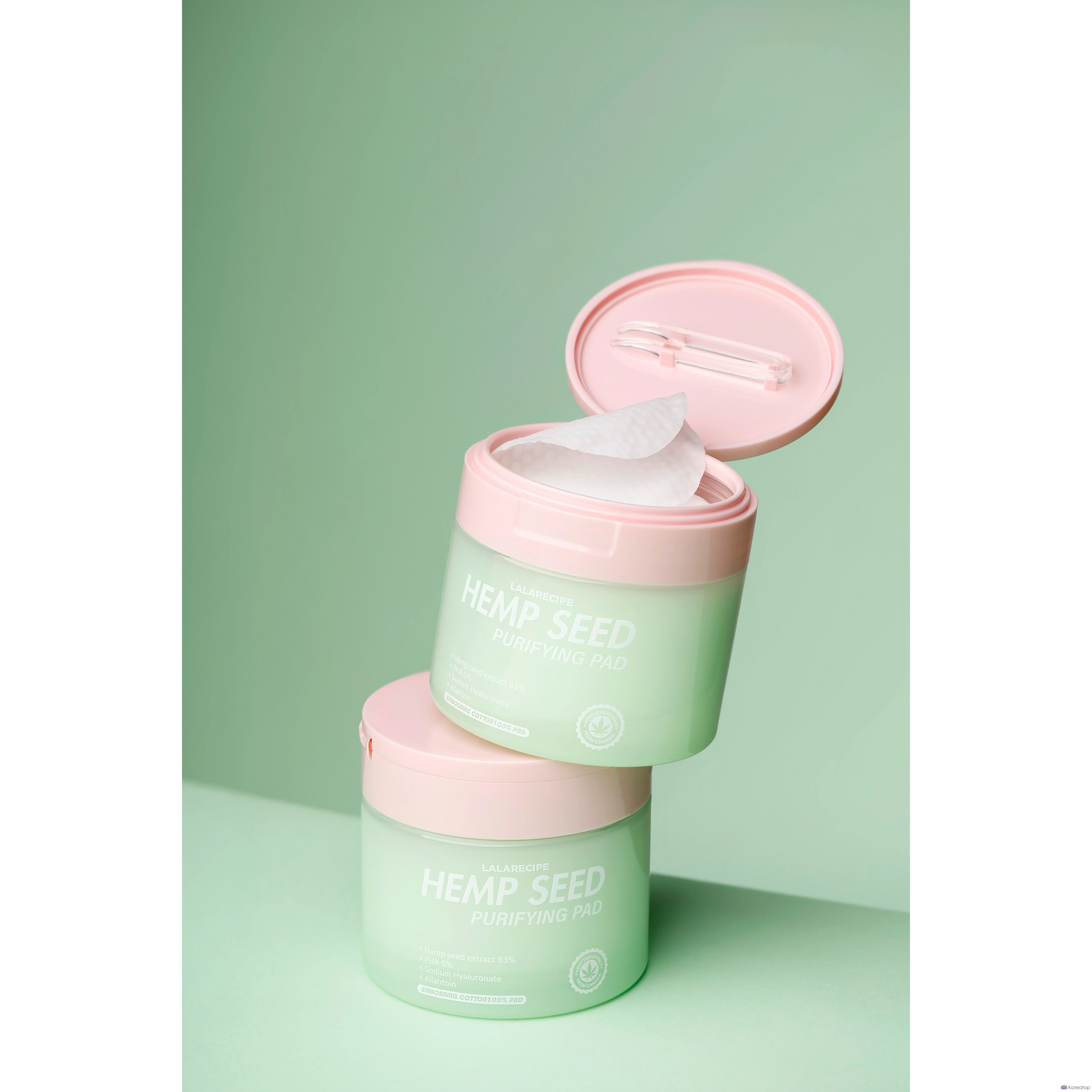 Тонизирующие подушечки с экстрактом конопляных семян LALARECIPE, 1 упаковка, 70 листов.