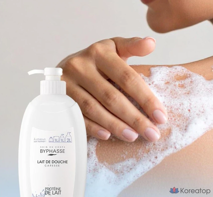 Гель для душа Byphasse с высоким содержанием увлажняющих компонентов и молочным протеином, 1 л, 1 шт.