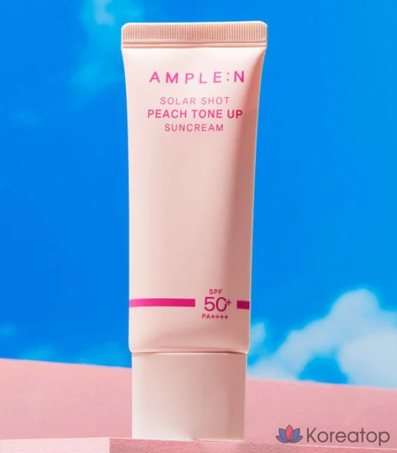Солнцезащитный крем AMPLE:N Solar Shot Peach Tone-Up Sunscreen SPF50+ PA++++, 40 мл, 1 шт.