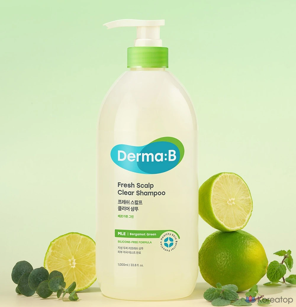 Шампунь DERMA:B Fresh Scalp Clear Shampoo Bergamot Green, 1 л, 1 шт.