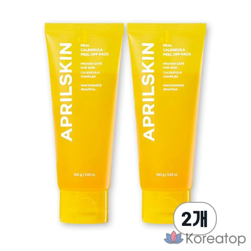 Отшелушивающая маска с календулой April Skin Real Calendula Peel Off Pack 100 г, улучшенная фиксация макияжа, отшелушивающий эффект, удаление излишков кожного сала, уменьшение загрязнений, улучшение текстуры кожи, 1 упаковка, 2 упаковки