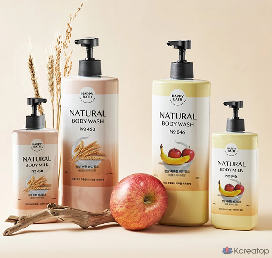 Увлажняющее молочко для тела Happy Bath с яблоком и бананом, 400 г, 1 упаковка