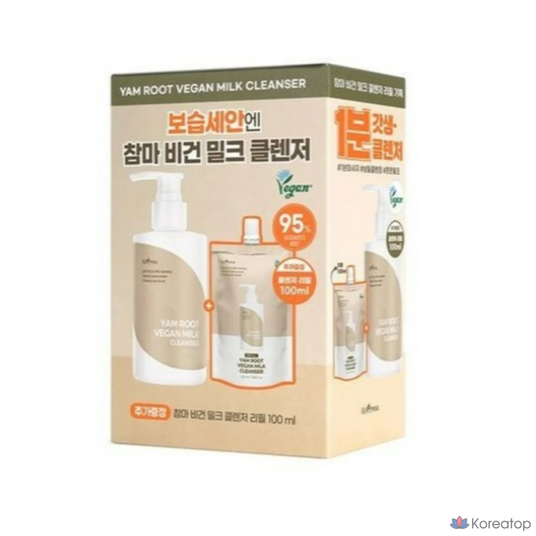 Очищающее молочко для лица Isntree Yam Vegan Milk Cleanser 220 мл + сменный блок 100 мл, 1 шт., 320 мл