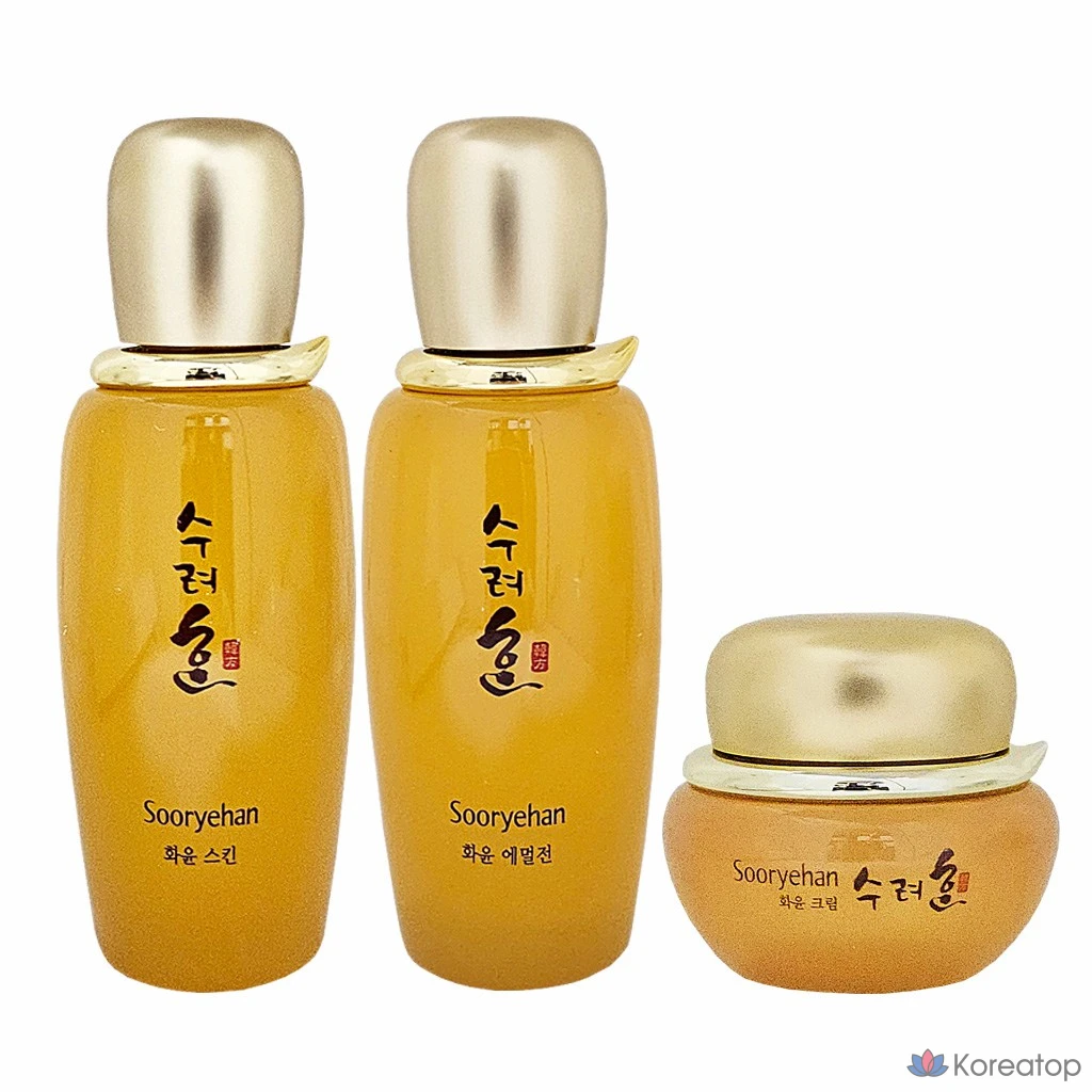 Набор для ежедневного ухода Sooryehan Hwayun из 3 предметов (средство для кожи, лосьон, крем), Увлажняющий, против морщин DJ Care 976438, 1 набор