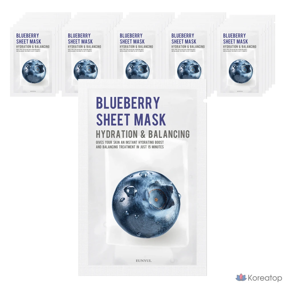 Маска для лица Eunyul Purity Blueberry Mask Pack, 1 упаковка, 30 листов
