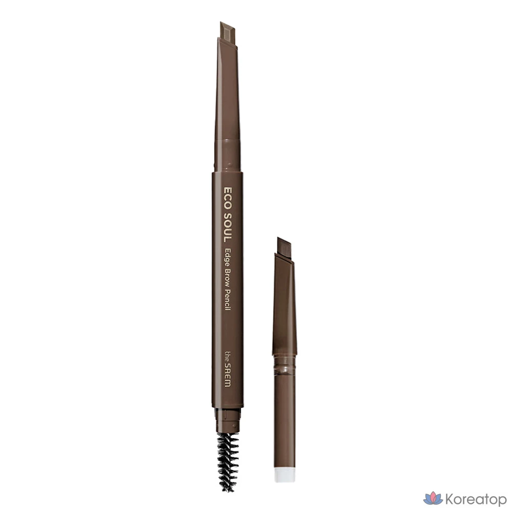 Набор карандашей для бровей The Saem Eco Soul Edge Brow Pencil + сменный блок, оттенок 02 темно-коричневый, 1 шт.