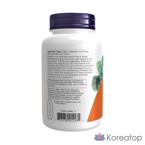 Капсулы цитрата калия Now Foods 99 мг