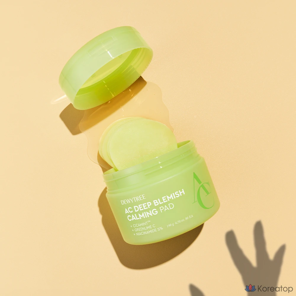 Успокаивающие подушечки для лица Dewytree AC Deep Trace от прыщей, 190 г, 80 листов, 1 шт.