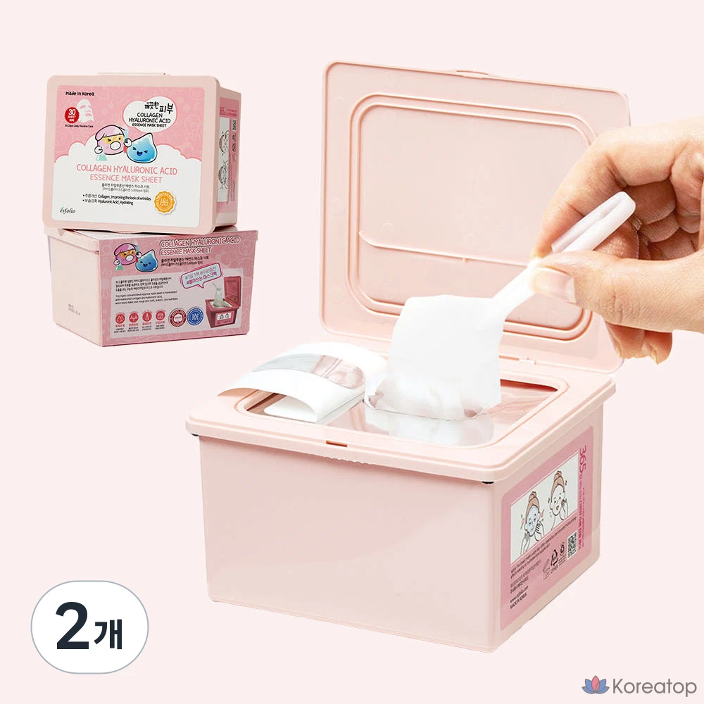 Чистая кожа, коллагеновая эссенция с гиалуроновой кислотой, сорванный лист маски большой емкости, 30 листов, 2 штуки, 30 штук