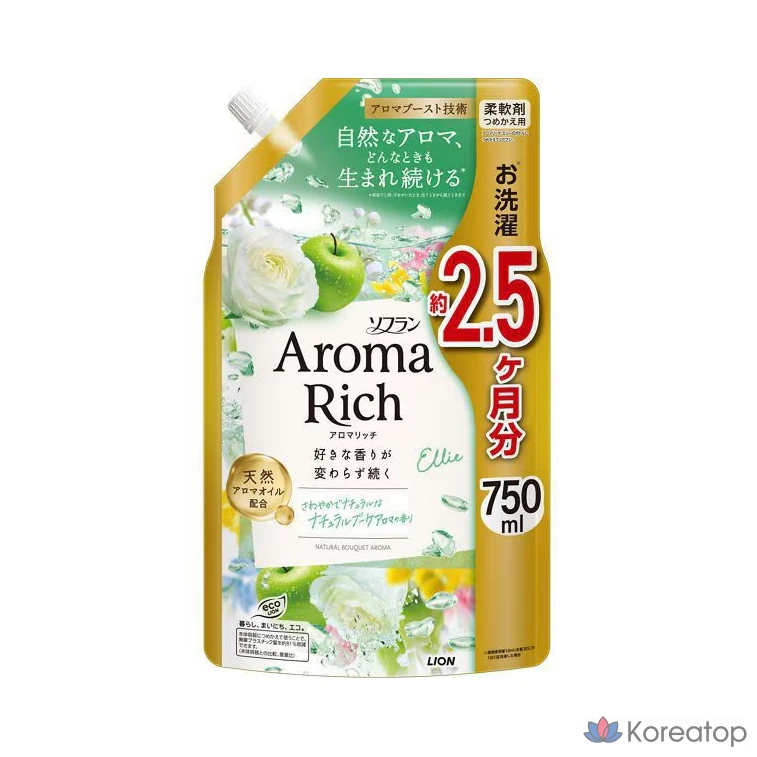 Кондиционер для белья Lion Sofran Aroma Rich Ellie, сменный блок, 750 мл, 1 шт.
