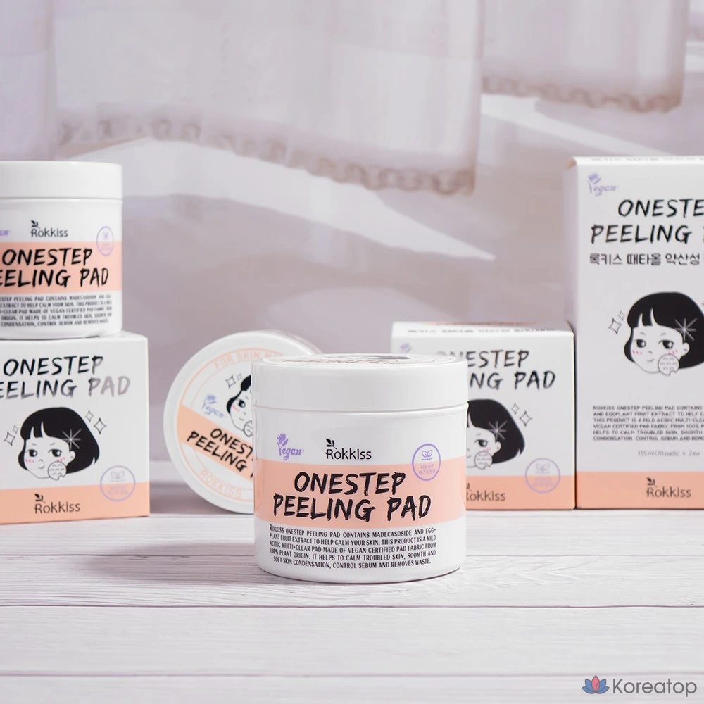 Слабокислотные отшелушивающие салфетки Rokkiss, 70 листов, 1 упаковка.