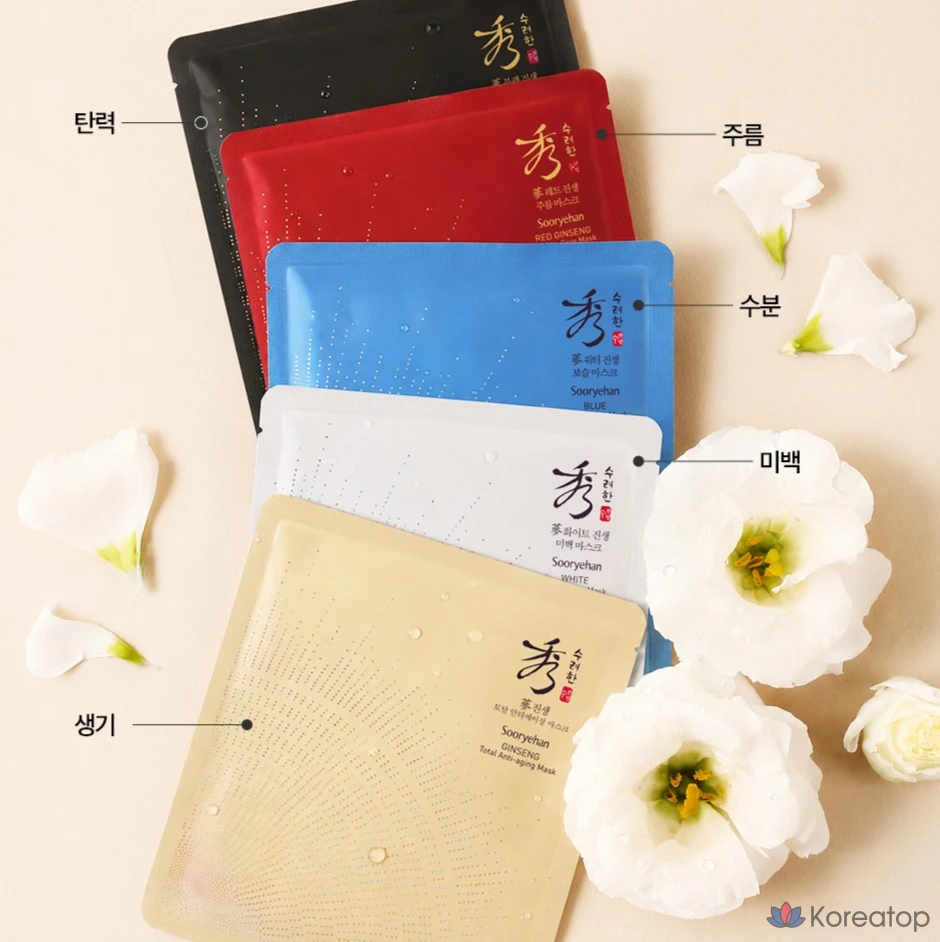 Тканевая маска для лица Sooryehan Black Ginseng Elasticity Mask, 2 шт., фото 3