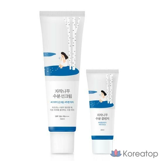 Солнцезащитный увлажняющий крем Round Lab Birch, 50 мл, очищающее средство, 20 мл, 1 шт.