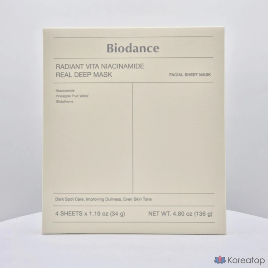 Тканевая маска для лица Biodance Radiant Vita Niacinamide Real Deep Mask, 12 шт., фото 3